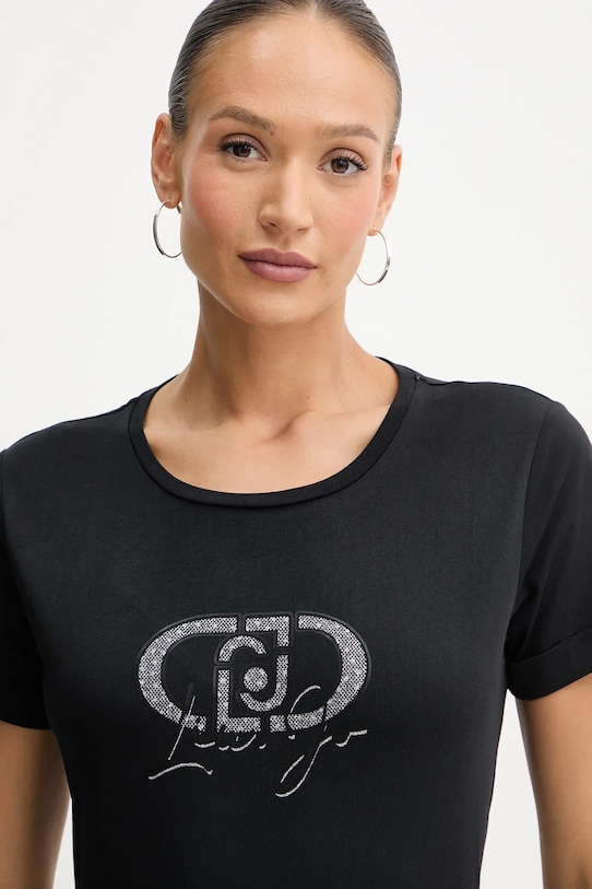 Liu Jo t-shirt bawełniany czarny TF5163.JS923