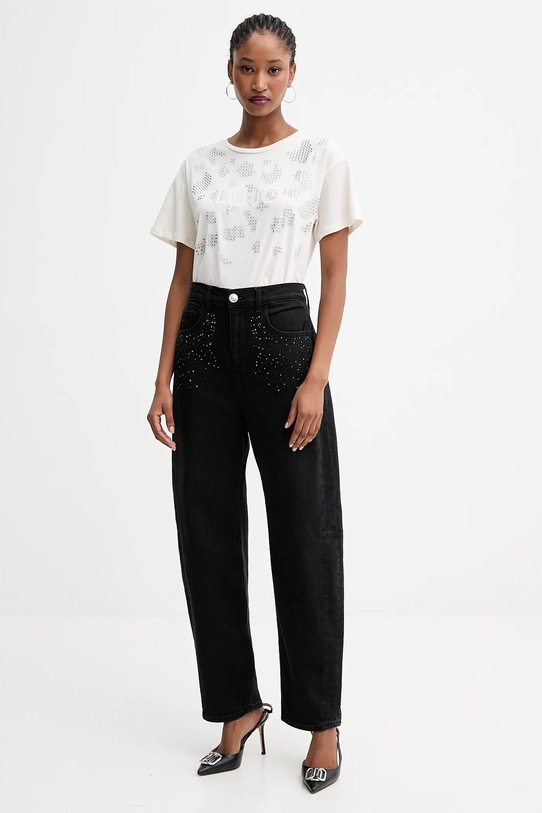 Liu Jo t-shirt bawełniany TF5184.JS923 beżowy AW25