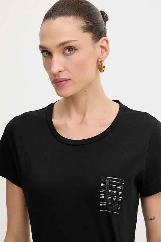 Liu Jo t-shirt bawełniany czarny TF5287.JS923