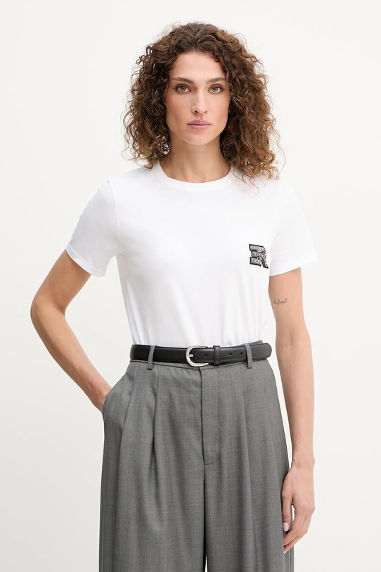 Bombažna kratka majica Ermanno Scervino Našitek bela 57TL010EE0