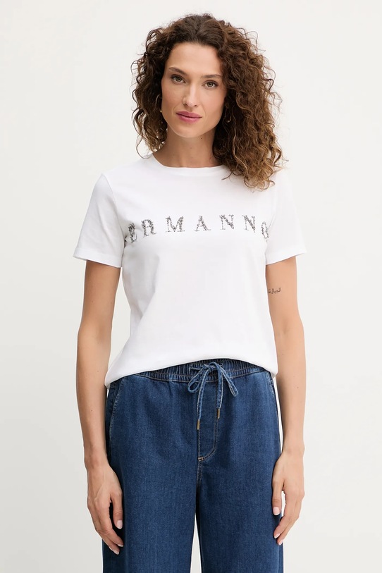 Bavlnené tričko Ermanno Scervino nášivka biela 57TL012EE2R