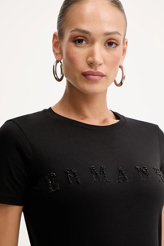 Βαμβακερό μπλουζάκι Ermanno Scervino μαύρο 57TL012EE2R