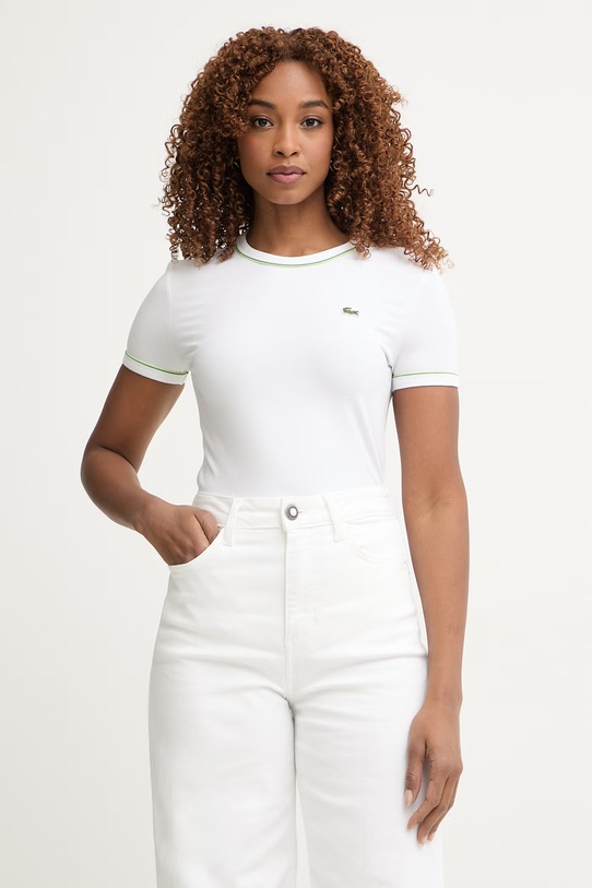 Lacoste T-shirt damski z bawełną biały TF5289