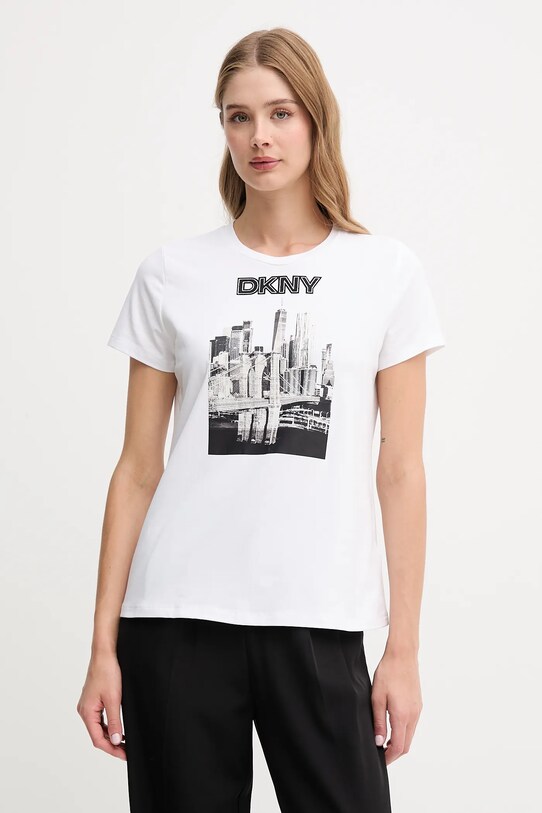 Dkny t-shirt z elastanem biały P52HOWNA
