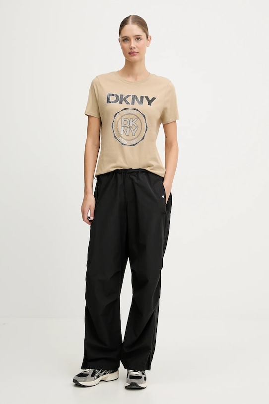 Bavlněné tričko Dkny DP5T1366 béžová AW25