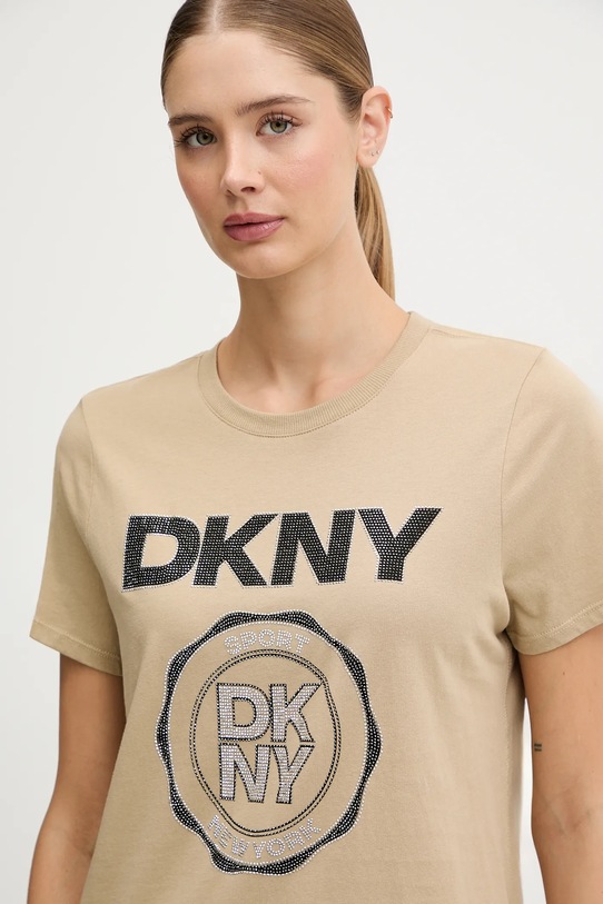 Dkny t-shirt bawełniany beżowy DP5T1366