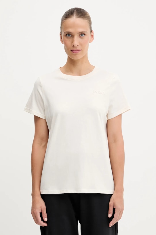 Dkny t-shirt bawełniany nadruk beżowy DP5T1372