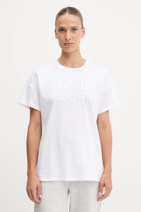 Dkny tricou din bumbac imprimeu alb DP5T1346