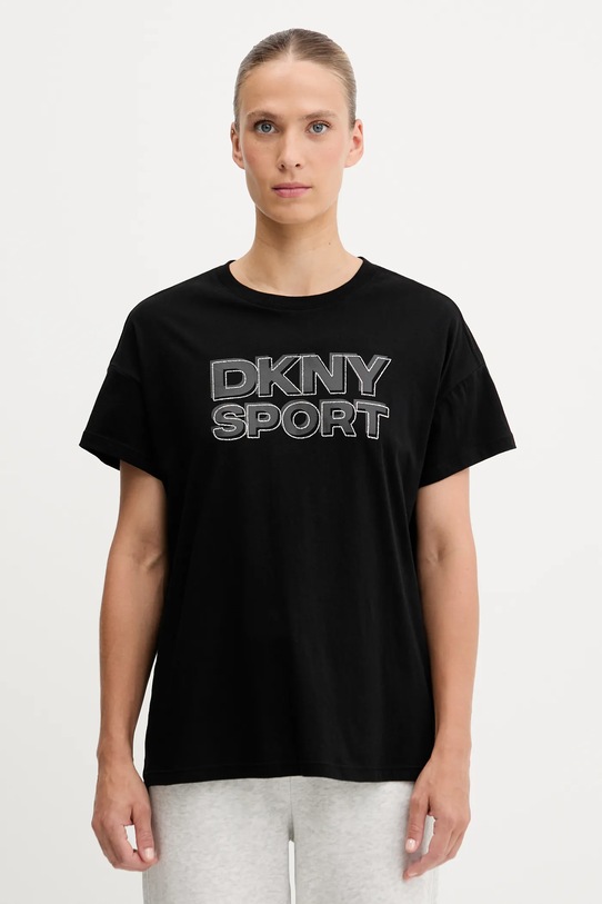 Dkny pamut póló pamut fekete DP5T1346