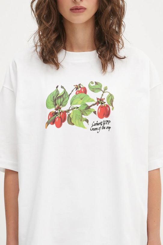 Bavlněné tričko Carhartt WIP W' S/S Cream Of The Crop bílá I035244.02XX
