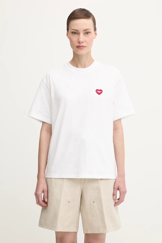 Odzież Carhartt WIP t-shirt bawełniany W' S/S Heart II Hartt I035259.02XX biały