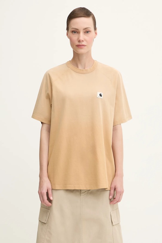 Carhartt WIP t-shirt bawełniany W’ S/S Hudson gładkie brązowy I035138.07E5F