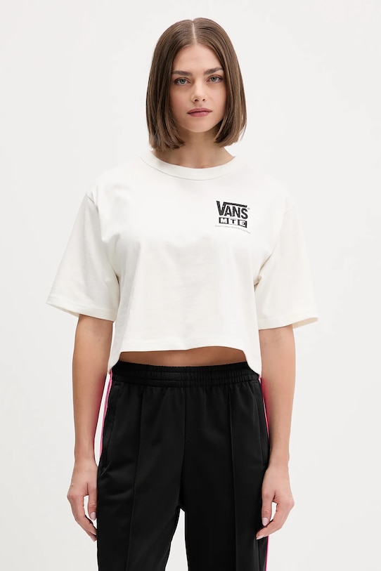 Vans t-shirt bawełniany nadruk beżowy VN000PKAC9F1