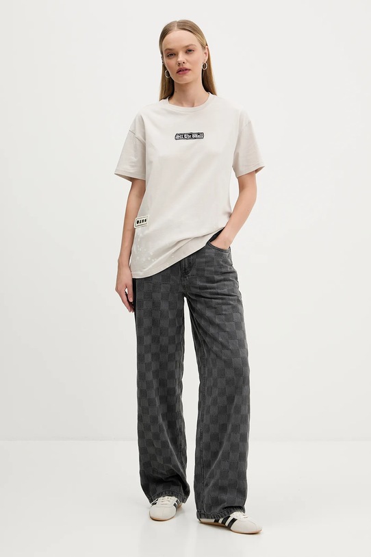 Vans t-shirt bawełniany VN000PRKEN91 beżowy AW25