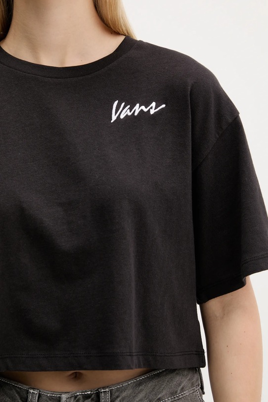 Памучна тениска Vans VN000QDFBLK1 черен