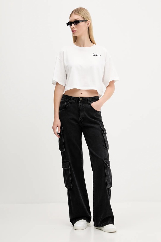 Памучна тениска Vans VN000QDFWHT1 бял AW25