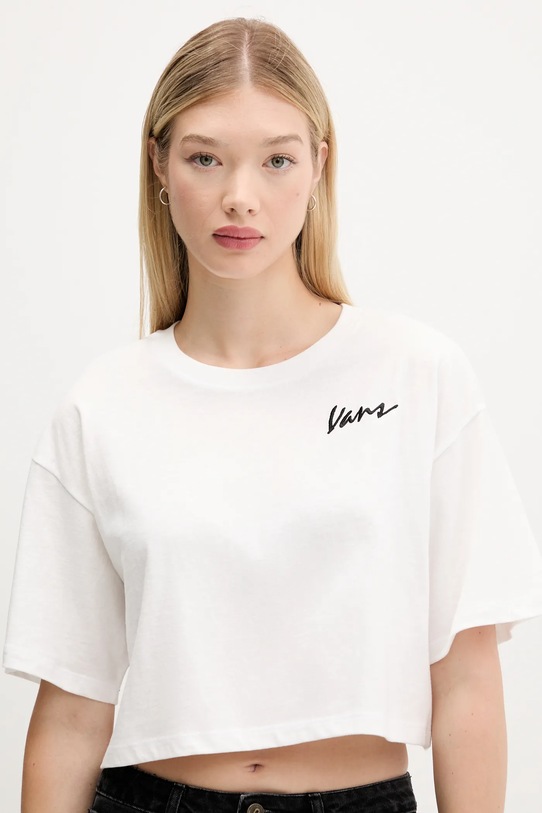 Памучна тениска Vans бял VN000QDFWHT1