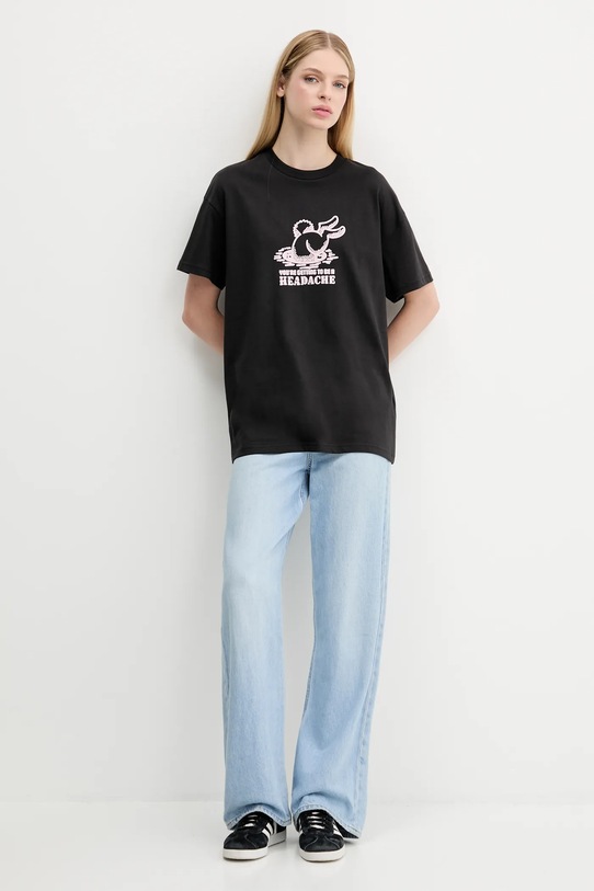 Bavlněné tričko Vans VN000RCDBLK1 černá AW25