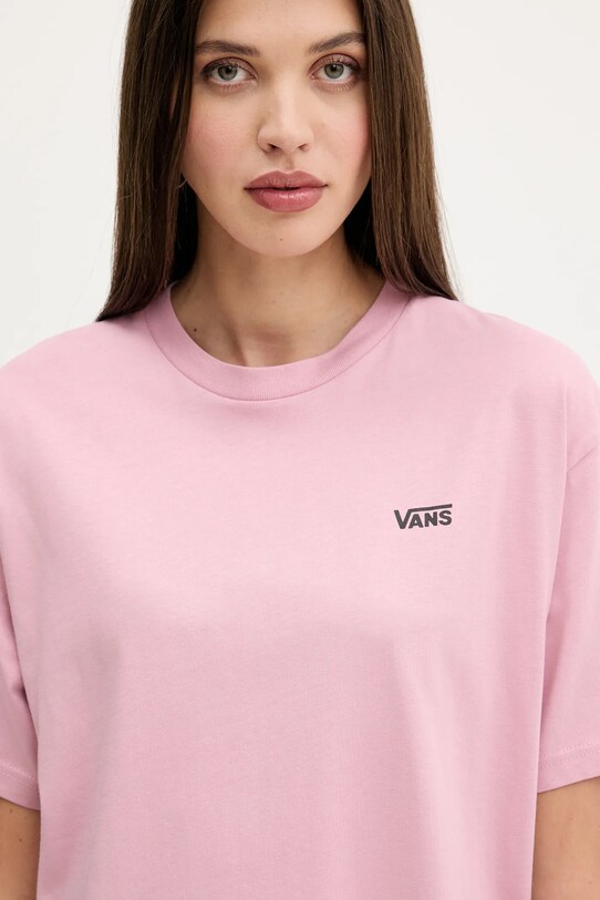 Βαμβακερό μπλουζάκι Vans ροζ VN0A7RSREN71