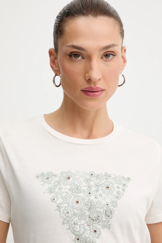 Guess t-shirt bawełniany beżowy W5BI34.K9RM1