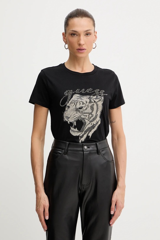 Guess t-shirt bawełniany nadruk czarny W5BI32.K9RM1