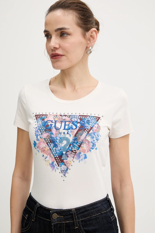 Guess t-shirt beżowy W5BI29.J1314