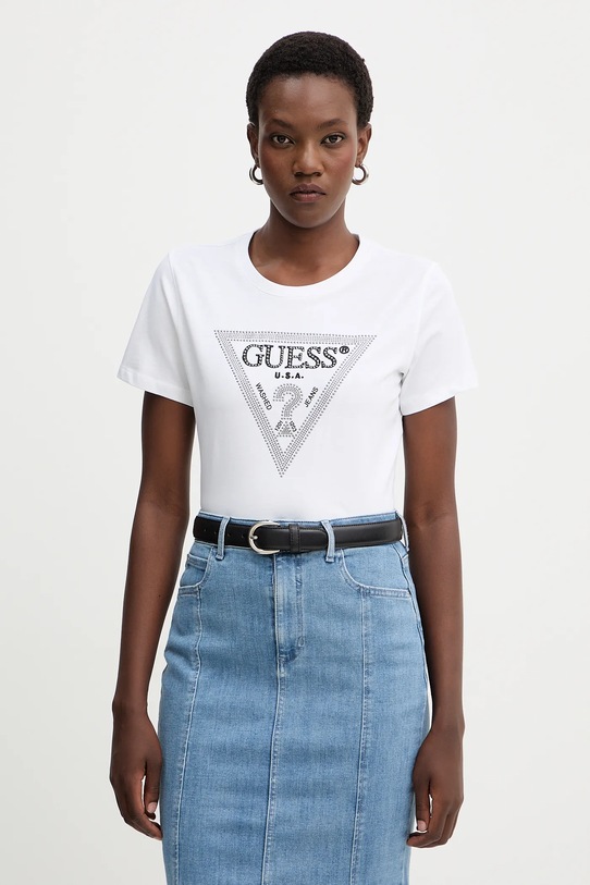 Бавовняна футболка Guess slim білий W5BI18.I3Z14