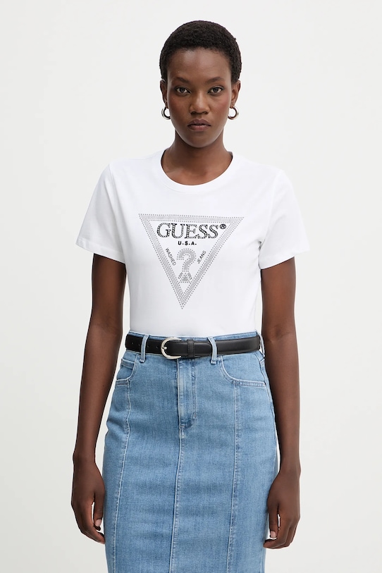 Guess t-shirt bawełniany aplikacja biały W5BI18.I3Z14