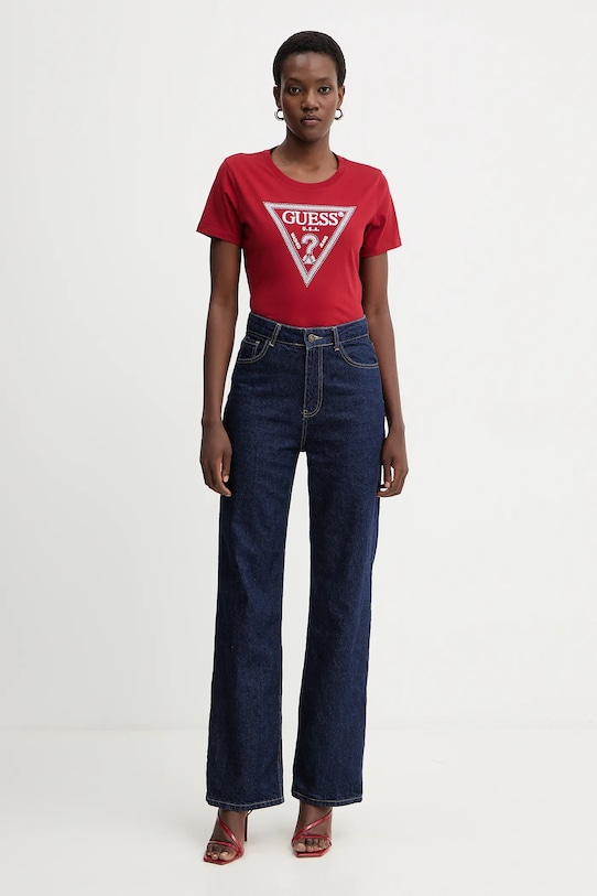 Guess t-shirt bawełniany W5BI18.I3Z14 czerwony NC25