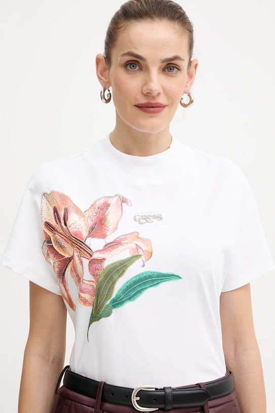 Bavlnené tričko Guess LILY biela W5BI16.I3Z14