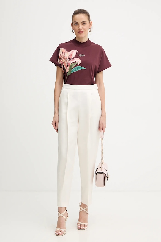 Guess t-shirt bawełniany LILY W5BI16.I3Z14 bordowy AW25