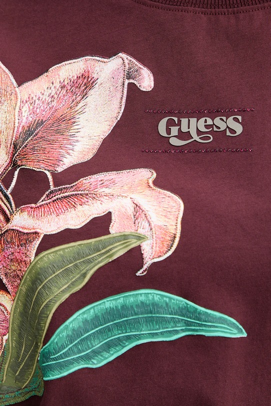 Guess t-shirt bawełniany LILY W5BI16.I3Z14 bordowy