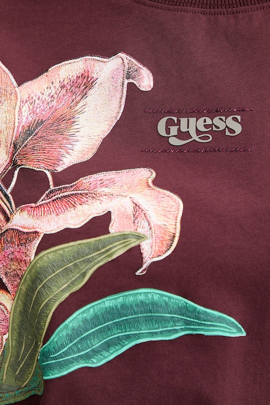 Guess t-shirt bawełniany LILY W5BI16.I3Z14 bordowy