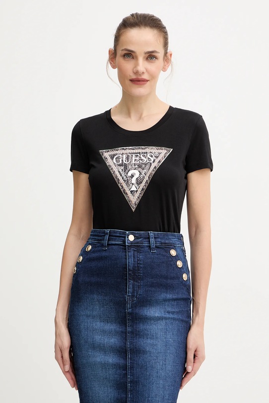 Guess t-shirt nadruk czarny W5BI15.J1314