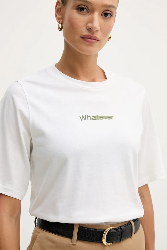 Sisley t-shirt bawełniany biały 3I1XL107Y