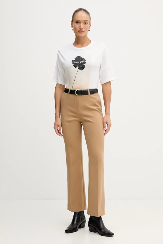 Памучна тениска Sisley 3I1XL107Y бежов AW25