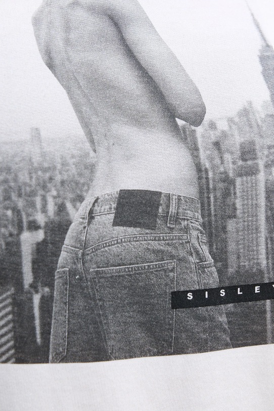 Sisley t-shirt bawełniany 3I1XL107Z biały