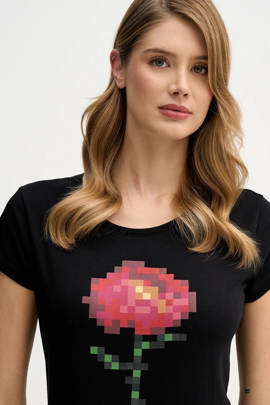 Sisley t-shirt bawełniany czarny 3I1XL107Z