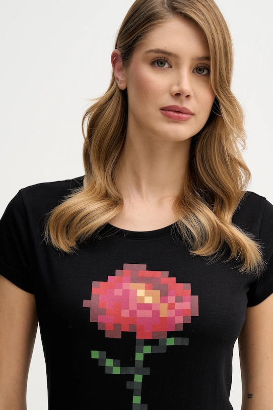 Sisley t-shirt bawełniany czarny 3I1XL107Z