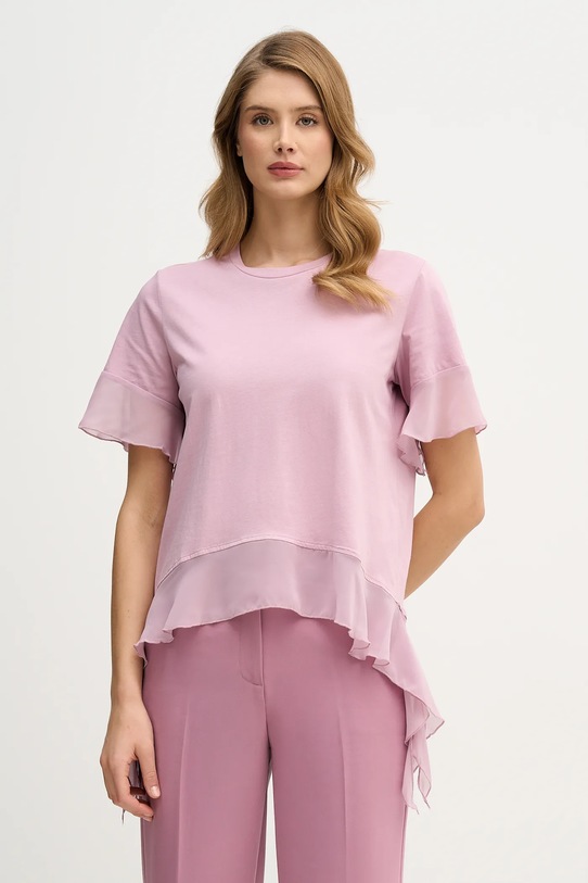 Sisley t-shirt bawełniany bawełna różowy 3WHCL107U
