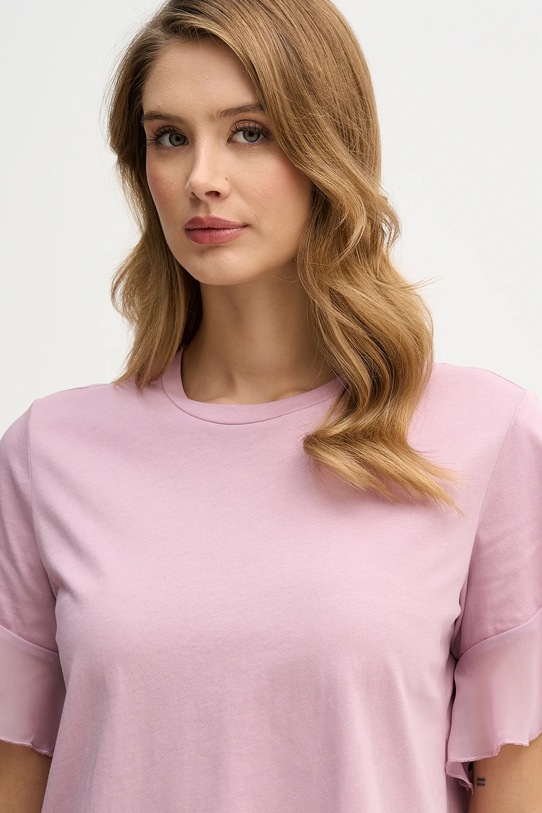 Sisley t-shirt bawełniany różowy 3WHCL107U