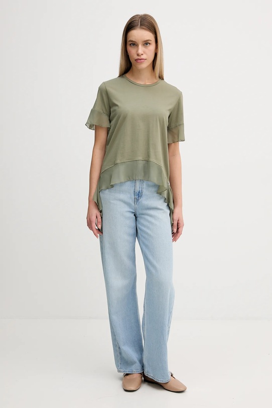 Sisley t-shirt bawełniany 3WHCL107U zielony AW25