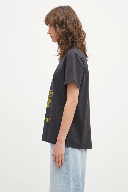 GANNI t-shirt bawełniany Basic Cotton Jersey Banana Relaxed T4238 szary AW25