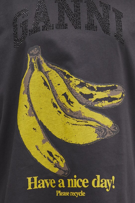 GANNI t-shirt bawełniany Basic Cotton Jersey Banana Relaxed szary T4238