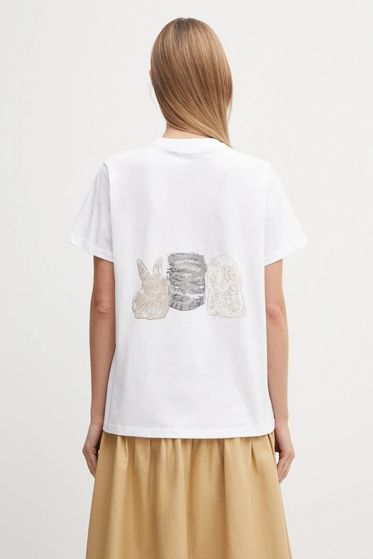 Odzież GANNI t-shirt bawełniany Basic Cotton Jersey Animals Relaxed T4376 biały
