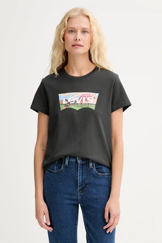 Bombažna kratka majica Levi's Vzorčasti siva 17369.3187