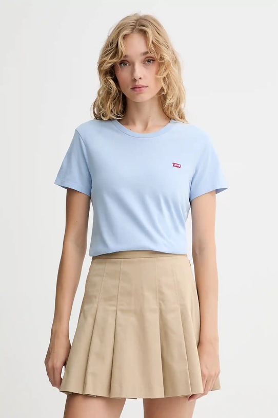 Bavlněné tričko Levi's hladký modrá 39185.0398