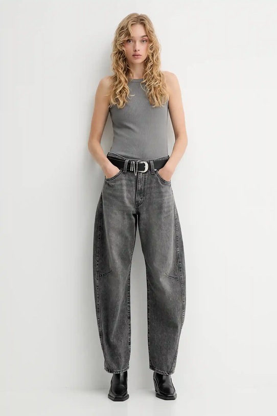 Bavlnený top Levi's A3381 sivá AW25