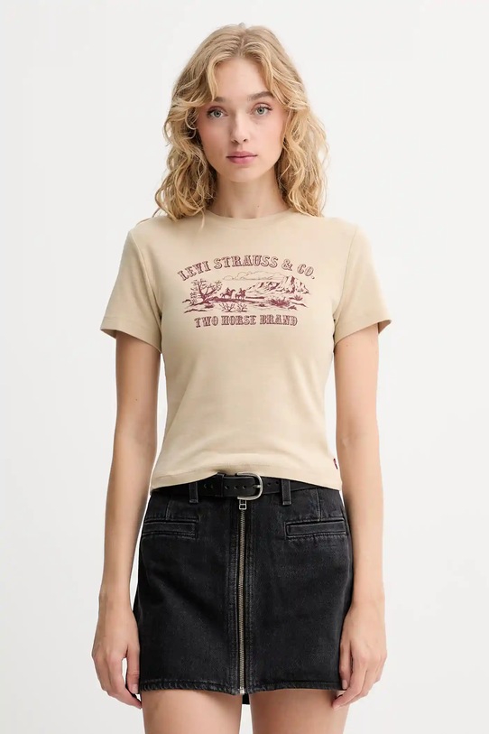 Bavlněné tričko Levi's potisk béžová A8798.0057