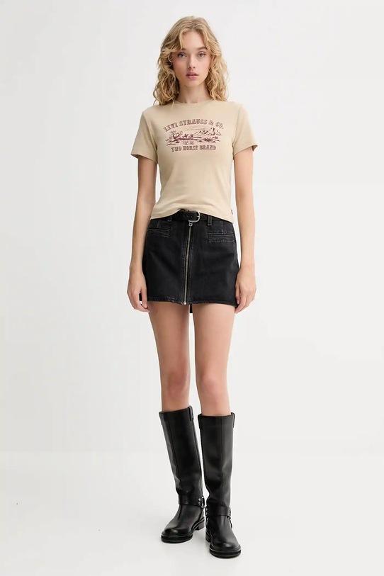 Bavlněné tričko Levi's A8798.0057 béžová AW25